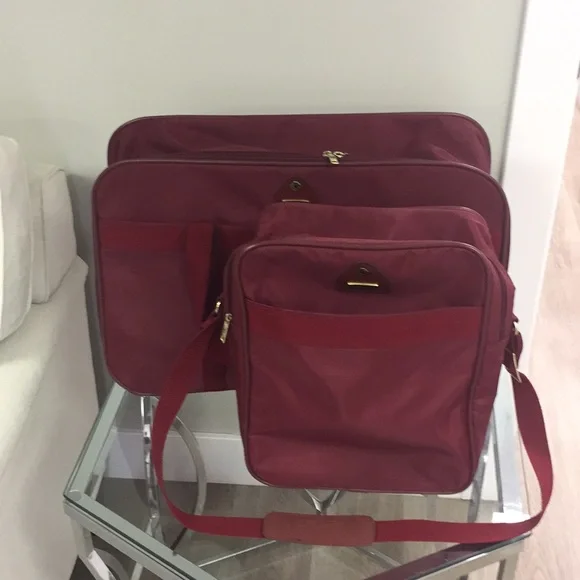 Vintage Samsonite "Port of Entry 1" 2 pc. Burgundy Luggage Set 1980's Ca… - Picture 2 of 16
